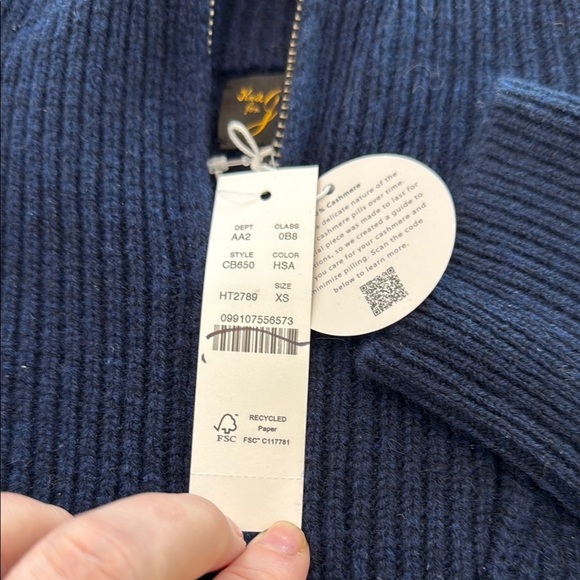 J. Crew Midweight cashmere ribbed half-zip ski sweater XS - Picture 8 of 9